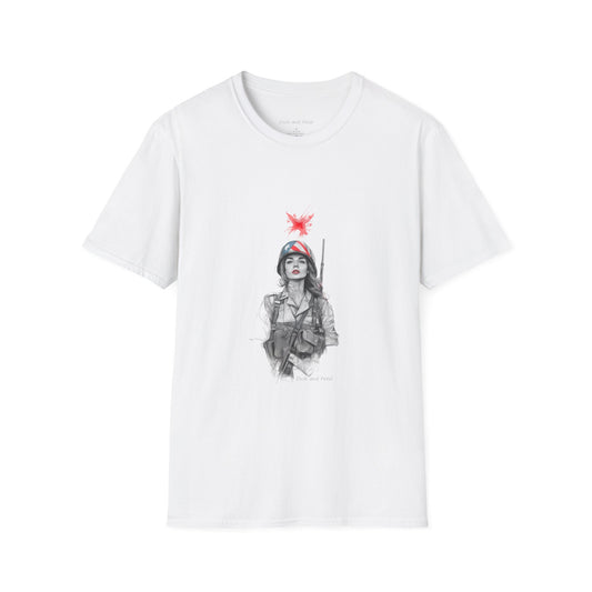 Warrior Woman T-Shirt - American Flag Design