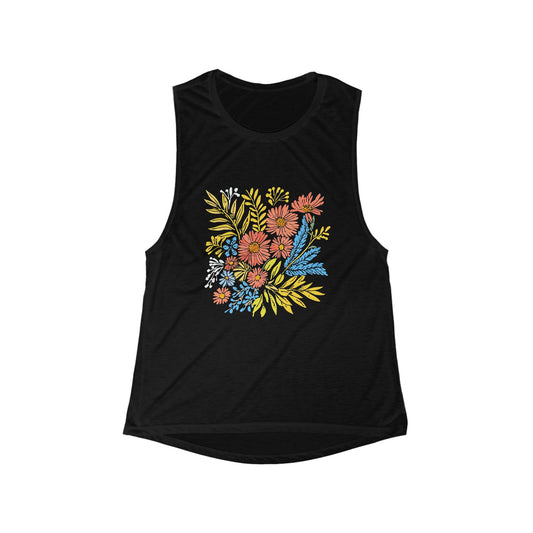 Scoop Muscle Tank - Colorful Wildflower Women's Top