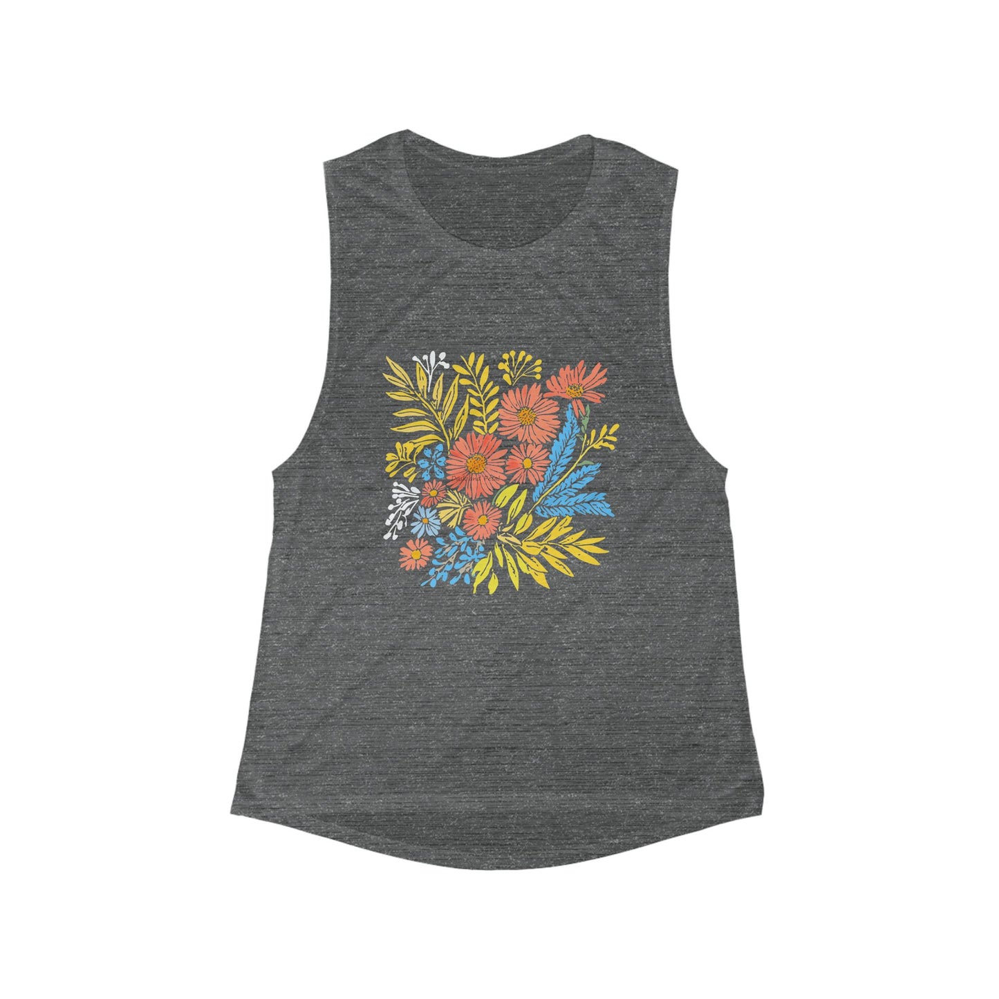 Scoop Muscle Tank - Colorful Wildflower Women's Top